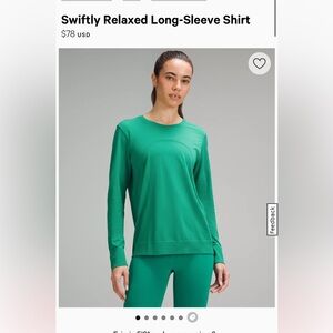 Lululemon Dark Green Swiftly Relaxed Long-Sleeve Shirt